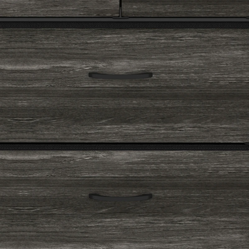HOMCOM Rustic Chest of Four Fabric Drawers - Grey Wood Effect