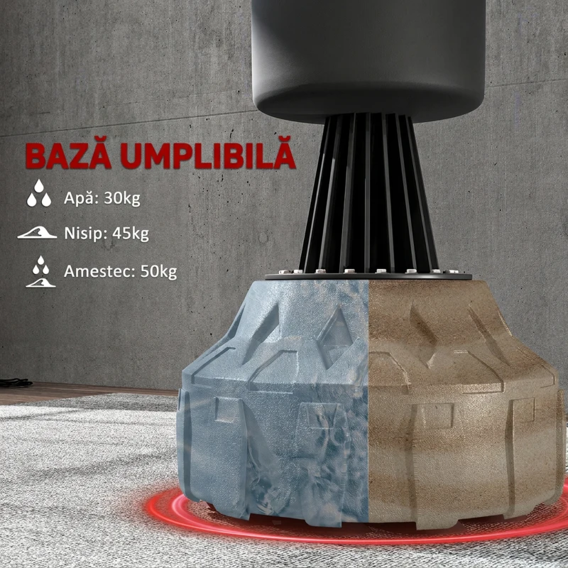 SPORTNOW Sac de box autoportant cu țintă reglabilă, bază umplibilă și ventuze, negru