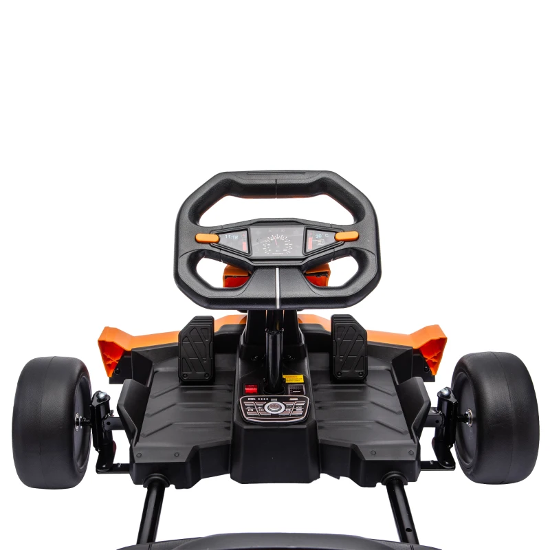 AIYAPLAY 24V Electric Go Kart for Kids 6-12 Years with Drift Mode, Adjustable Seat, 3 Speed, Slow Start, Orange