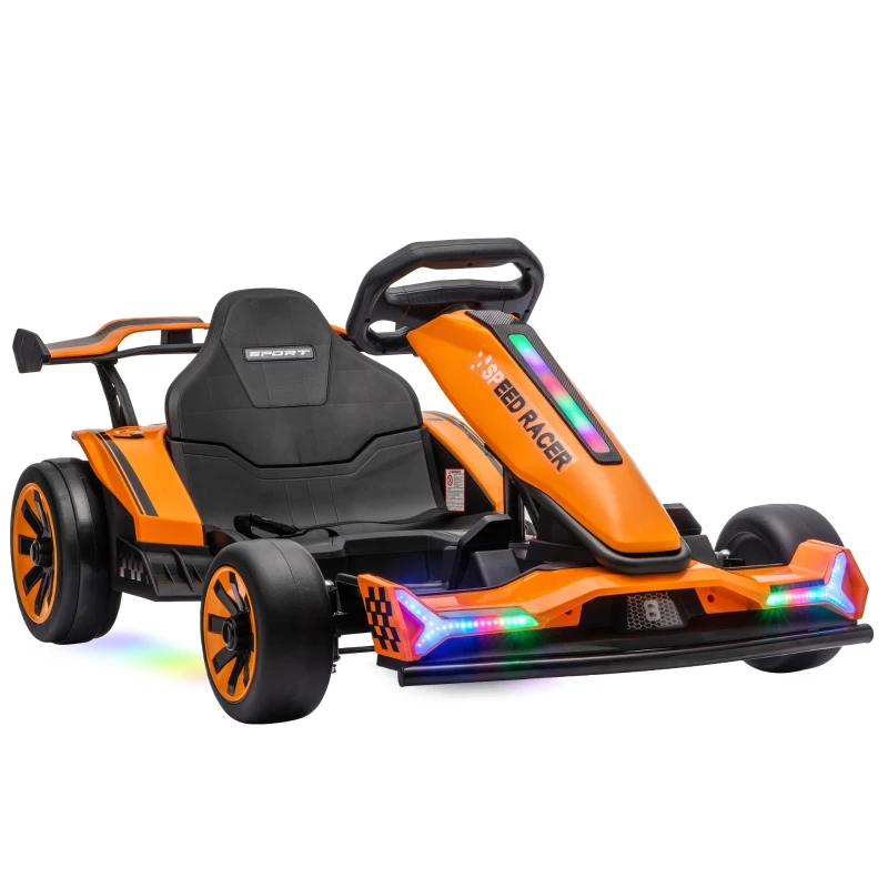 AIYAPLAY 12V Elektro-Go-Kart für Kinder von 3-8 Jahren, verstellbarer Sitz, 3 Geschwindigkeiten, sanfter Start, Orange