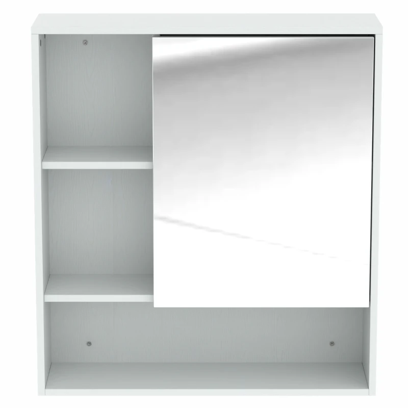 HOMCOM Bathroom Mirror Cabinet, Wall-Mounted Bathroom Cabinet with Mirror Door, Adjustable Shelves, White
