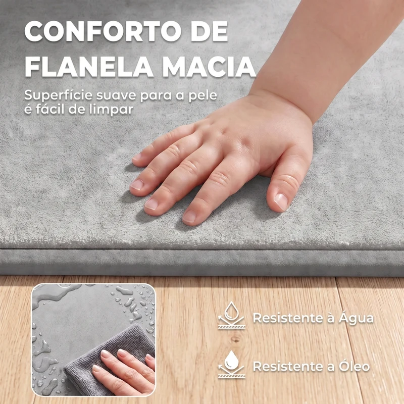 AIYAPLAY Tapete Infantil 127x127 cm, Espuma 3 cm, Flanela Suave, Antiderrapante, Resistente à Água, Cinzento-Claro