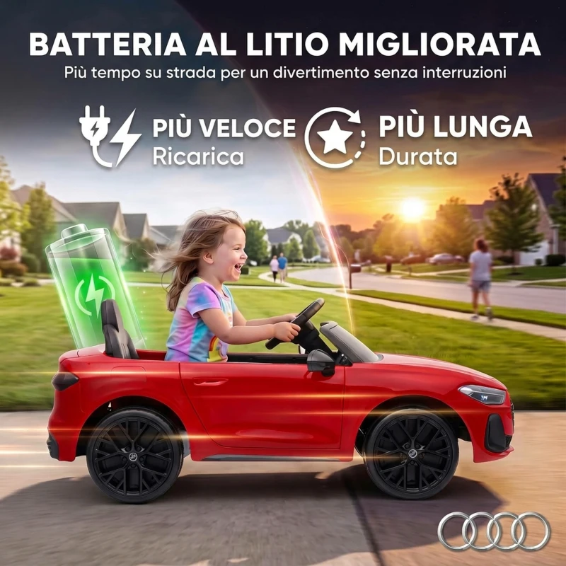 AIYAPLAY Macchina Elettrica per Bambini 12V Audi A5L con Telecomando, 2 Motori e Telecomando, Rosso