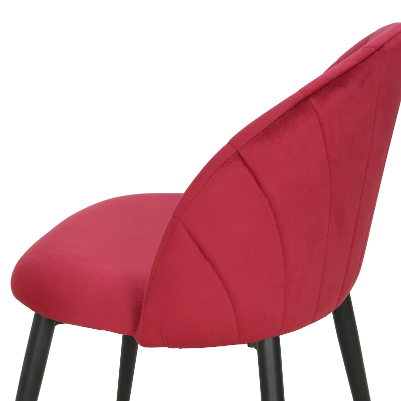 HOMCOM Lot de 2 Chaises de Salle à Manger, Chaises de Cuisine Rembourrées sans Accoudoirs, Pieds en Acier, 52x55x79cm, Bordeaux