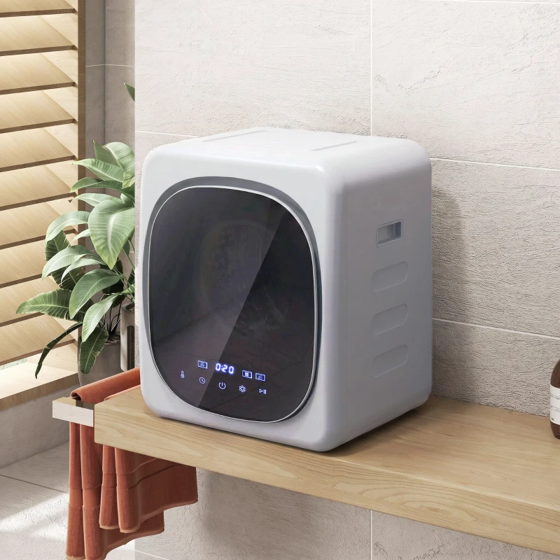 HOMCOM 2.5kg Vented Tumble Dryer with Smart Mode, 800W Compact Tumble Dryer with Stainless Steel Tub, Silver Tone