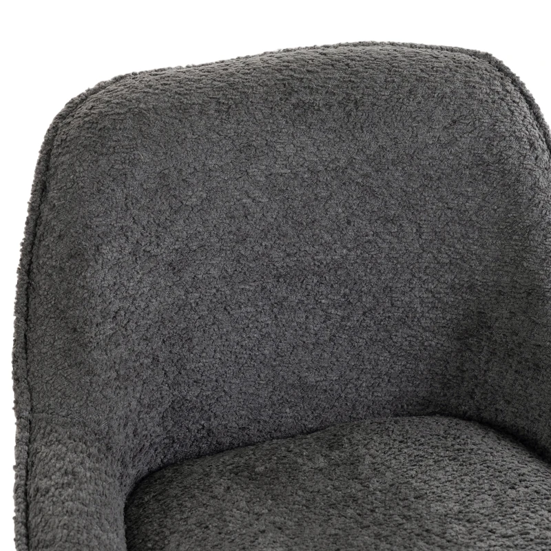 HOMCOM Bar Stools Set of 2, 64 cm Modern Linen-Touch Fabric 360° Swivel Counter Height Bar Chairs, Dark Grey