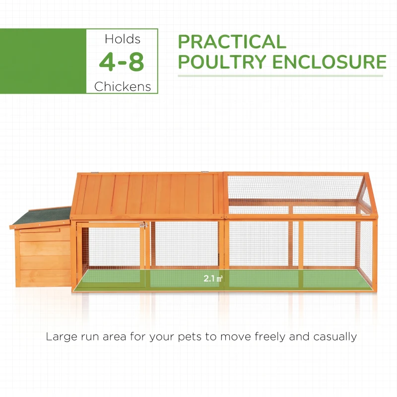 PawHut Wooden Chicken Coop with Nesting Box, Openable Roof, for 4-8 Chickens