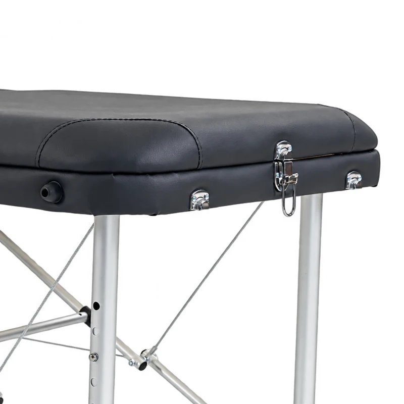 HOMCOM Foldable Massage Bed Portable Table, 3-Section Aluminium Foldable Beauty Couch with Headrest Support, 60 cm Width Black
