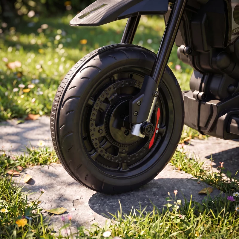 AIYAPLAY APRILIA 6V elektrische kindermotor met lithium-accu, 25W motor, 30° stuurbegrenzing en afneembare zijwieltjes