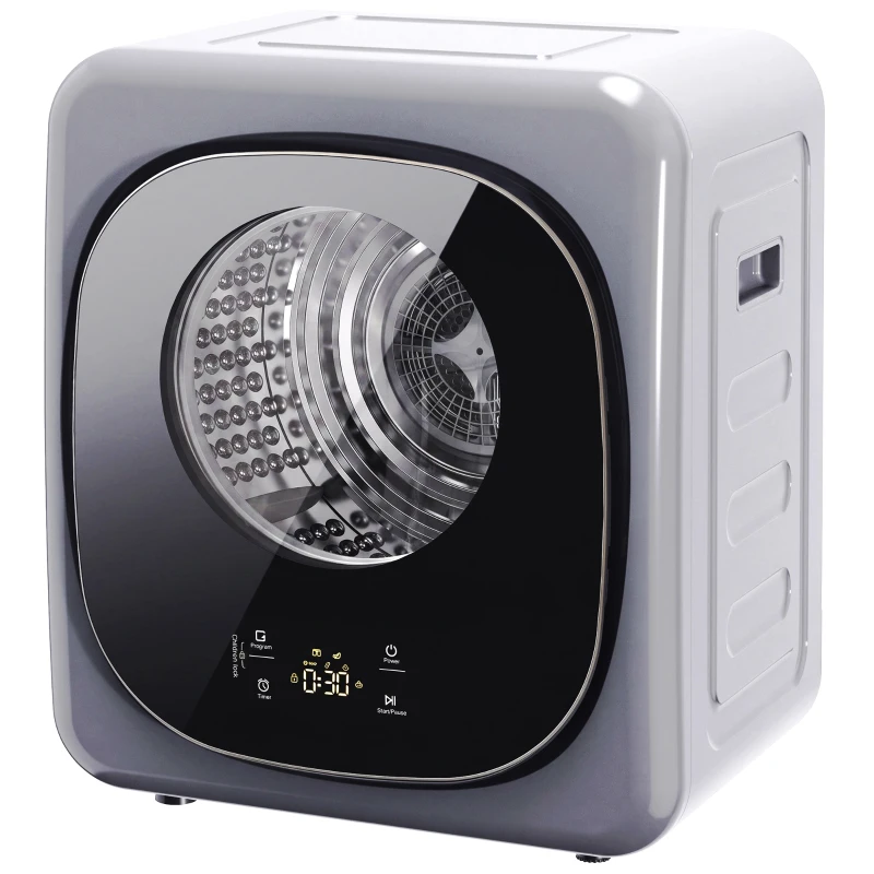 HOMCOM 4kg Vented Tumble Dryer with 5 Drying Mode, 800W Compact Freestanding Front Tumble Dryer, Silver