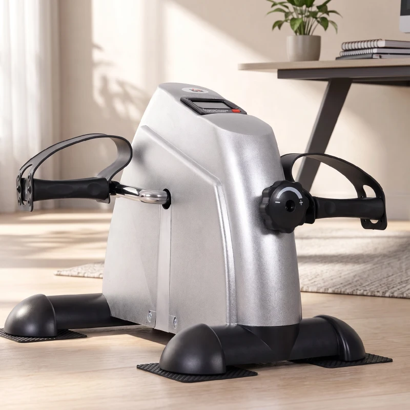 HOMCOM Mini vélo d'appartement pour jambes bras appareil de fitness avec écran LCD dim. 39L x 40l x 31H cm argenté