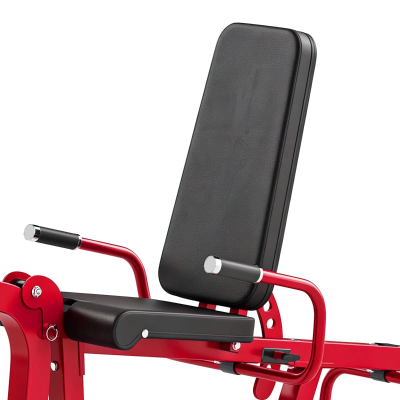 SPORTNOW Machine d'Extension de Jambe 3 en 1 Charge 300 kg, Dossiers et Positions Réglables, Disques Libres, 163x58x118cm, Rouge
