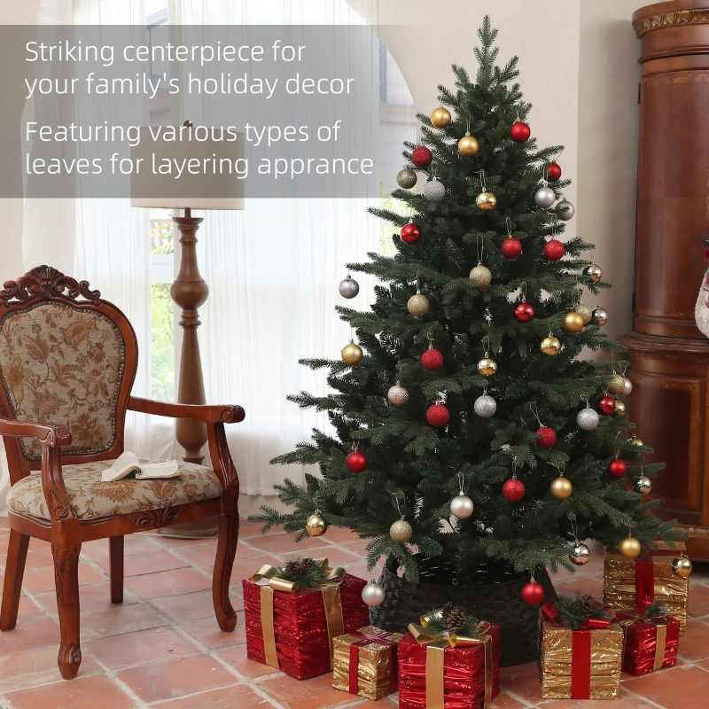 HOMCOM Kunstkerstboom 180 cm in sparrenlook met 1696 takpunten en inklapbare stalen voet, groen