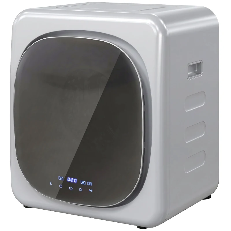 HOMCOM 2.5kg Vented Tumble Dryer with Smart Mode, 800W Compact Tumble Dryer with Stainless Steel Tub, Silver Tone