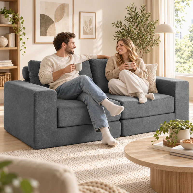 HOMCOM Canapea extensibilă 4-în-1 cu funcție de dormit, extensibilă, canapea pliabilă, 2 locuri, Gri