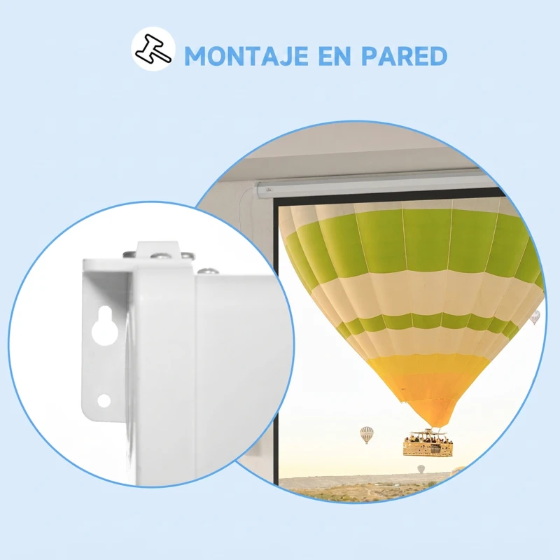 HOMCOM Pantalla de Proyector Eléctrica 96 Pulgadas Pantalla de Proyección con Control Remoto 1:1 para Interior Exterior Blanco