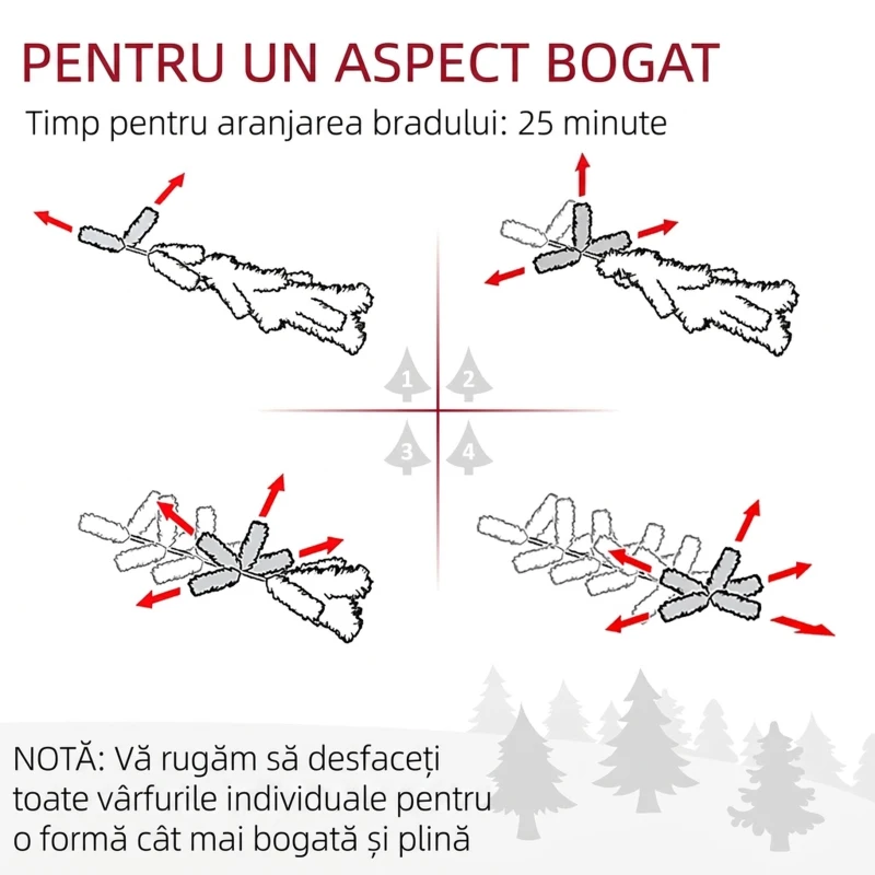 HOMCOM Brad de Crăciun artificial de 150 cm realist, cu 994 de ramuri și bază din rășină, verde