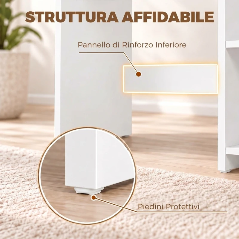 HOMCOM Scrivania per Computer con 2 Ripiani Aperti, 80 cm, Bianco