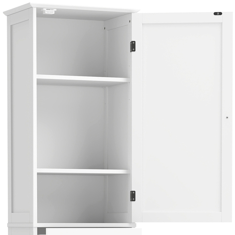 HOMCOM Smalle badkamerkast met kantelbaar wasvak, 180 cm, wit