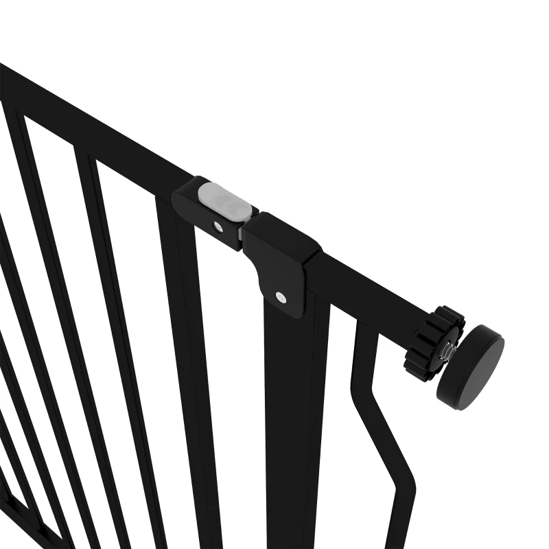 PawHut Wide Dog Safety Gate, with Door Pressure, for Doorways, Hallways, Staircases - Black