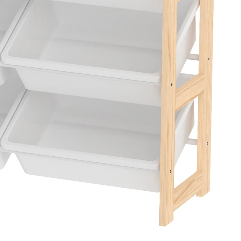 AIYAPLAY Toy Storage Organiser with 3 Shelves and 12 Bins, Wooden Toy Organiser for Playroom, Bedroom, Nursery, Natural
