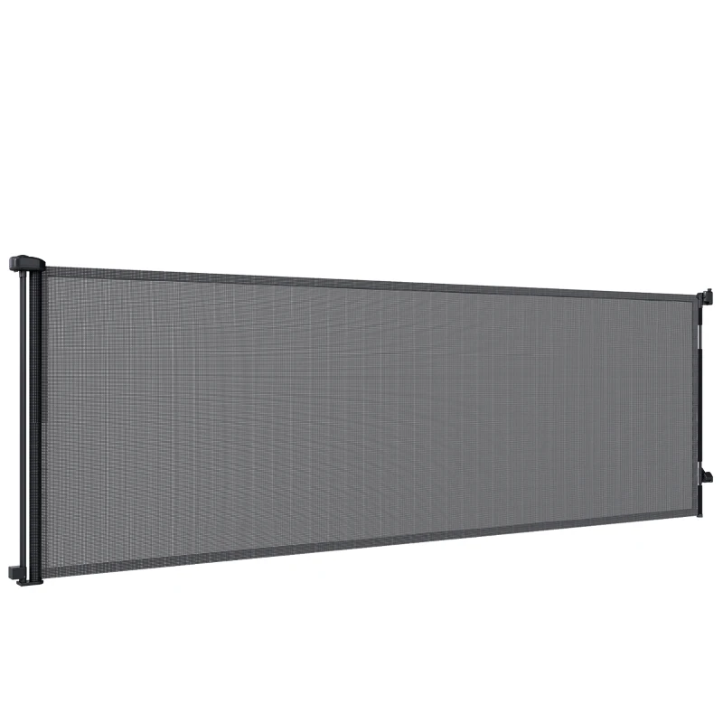 PawHut Retractable Dog Gate, Extends to 300 cm Wide & 104 cm Tall, Mesh Pet Gate Single Hand Operation, for Stairs Doorways