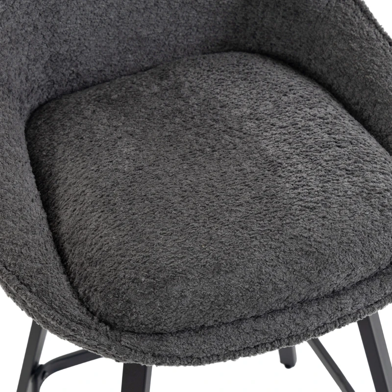 HOMCOM Bar Stools Set of 2, 64 cm Modern Linen-Touch Fabric 360° Swivel Counter Height Bar Chairs, Dark Grey