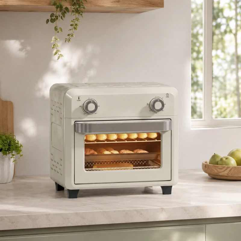 HOMCOM Horno Freidora de Aire 10 L con 2 Mandos Convección 360° Temperatura hasta 230 °C Temporizador 60 Min Bandeja y Cesta