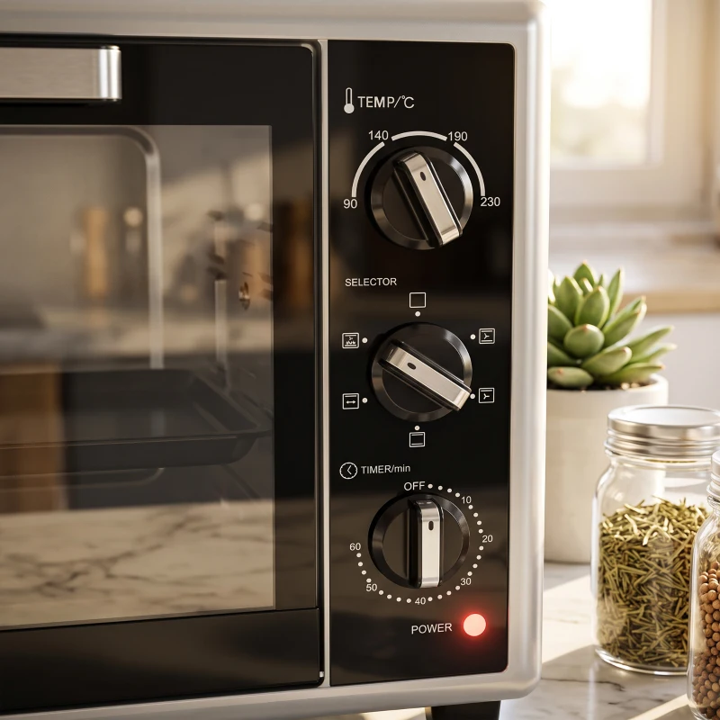 HOMCOM Mini-Four Électrique avec Broche Rotative 46L 1800W, Four à Convection Multifonction, Chaleur Tournante, Minuterie, Noir