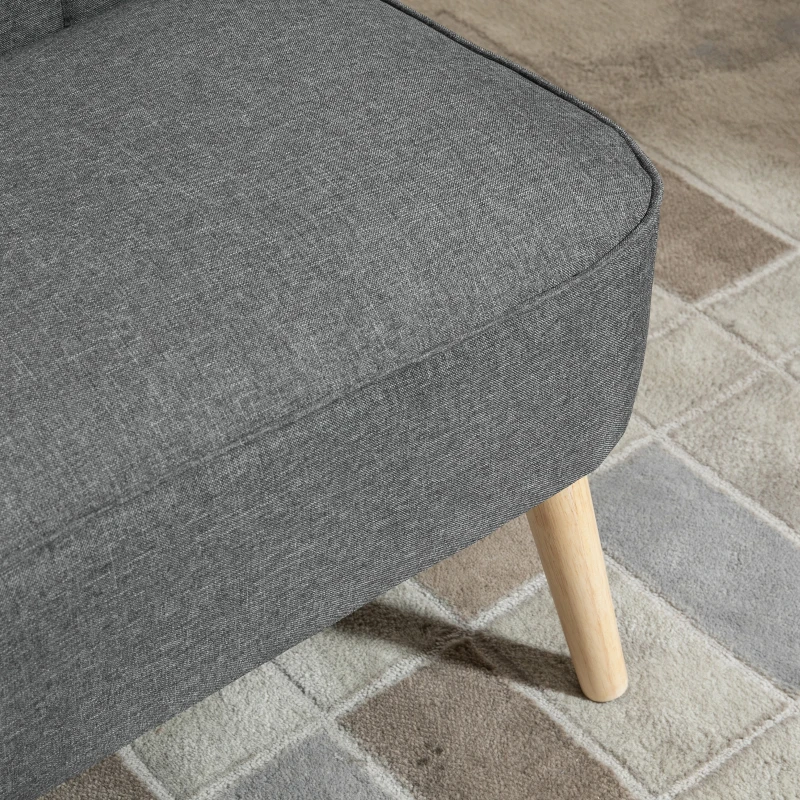 HOMCOM 2 Seater Sofa for Living Room, Modern Linen-Look Fabric Couch, Armless Loveseat Sofa Settee for Bedroom, Dark Grey