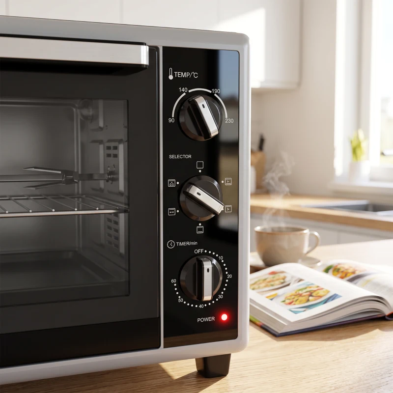 HOMCOM Mini-Four Électrique avec Broche Rotative 46L 1800W, Four à Convection Multifonction, Chaleur Tournante, Minuterie, Noir