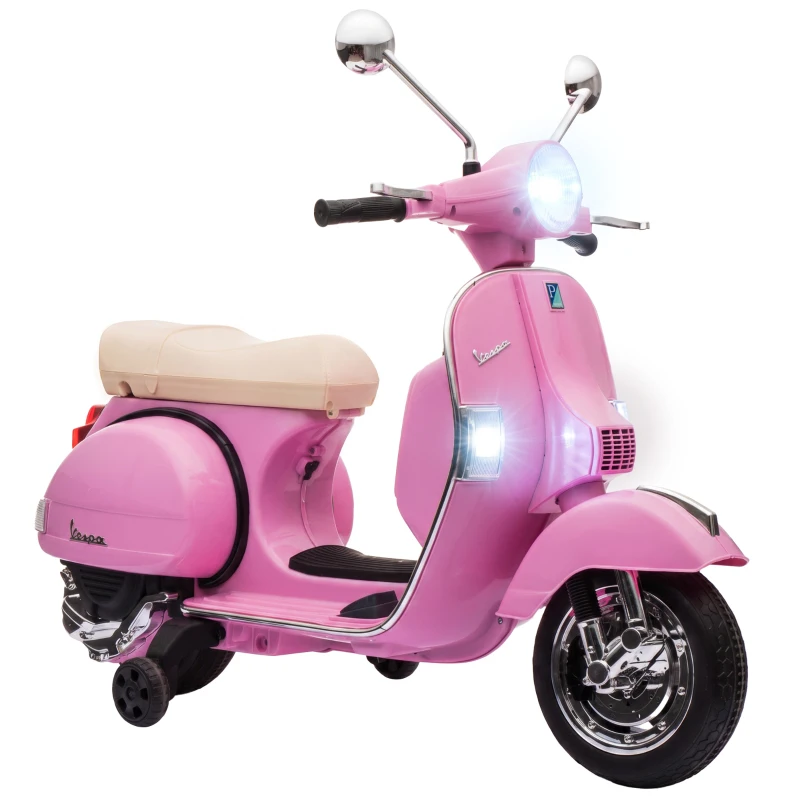 AIYAPLAY Vespa PX150 elektrische kindermotor 12V met lithium-accu, 2 motoren en 25° stuurbegrenzing - voor 3-6 jaar
