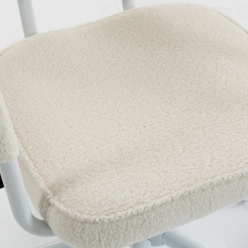 HOMCOM Bureaustoel van Sherpa-fleece, draaistoel met 360° draaifunctie, kantelfunctie, in hoogte verstelbaar, met PU-wielen, crèmewit