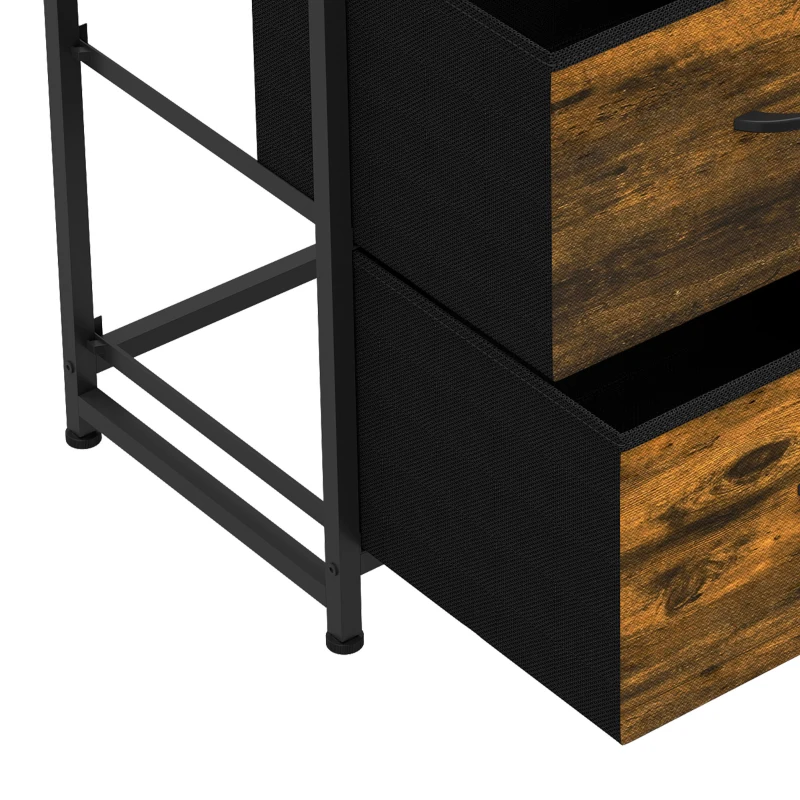 HOMCOM Chest of Drawers, Bedroom Fabric Dresser with 7 Drawers, Storage Organiser Unit with Open Shelves, Rustic Brown