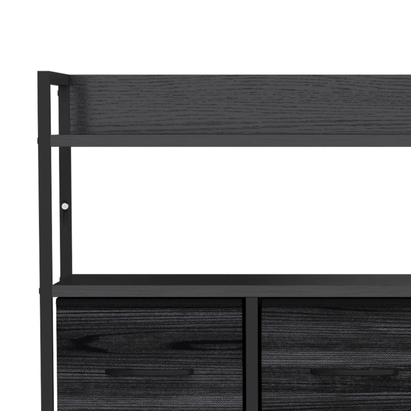 HOMCOM Chest of Drawers, Bedroom Fabric Dresser with 7 Drawers, Storage Organiser Unit with Open Shelves, Black Wood-Effect