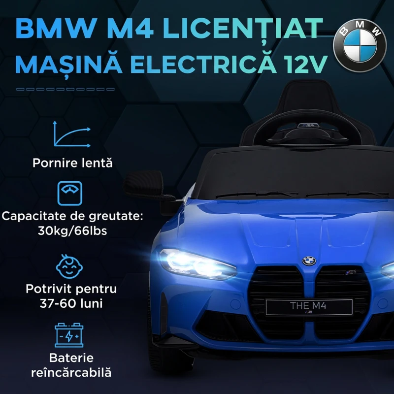 AIYAPLAY Mașinuță Electrică BMW M4 pentru Copii, Albastră