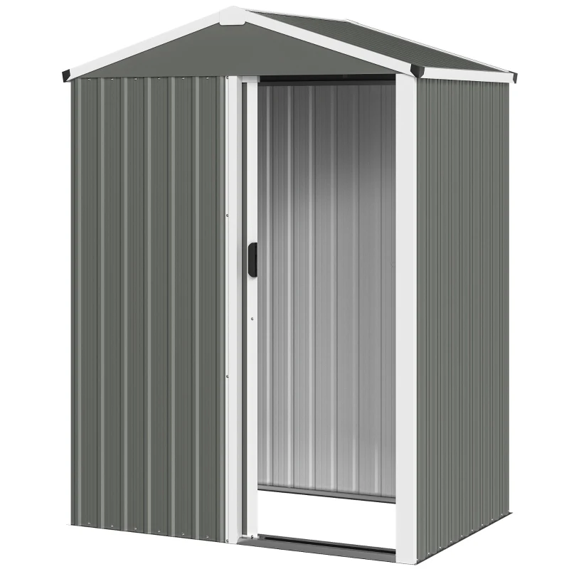 Outsunny Abri de Jardin en Métal 1,2 m², Cabane Jardin Extérieure, Porte Coulissante Verrouillable, 136x87x176cm, Gris Clair