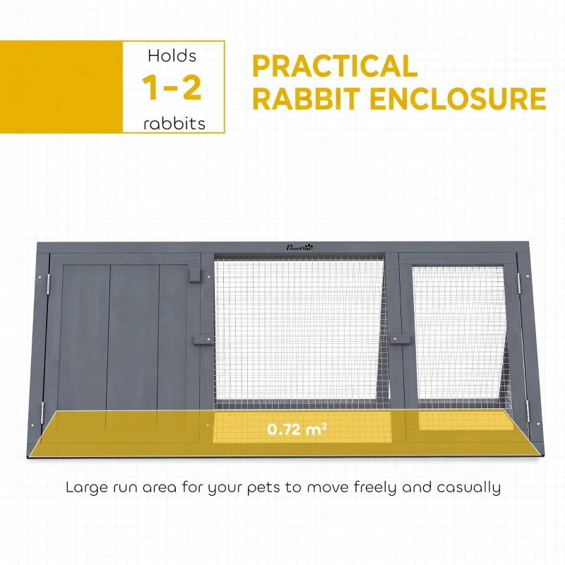 PawHut Rabbit Hutch, Wooden Guinea Pig Hutch with Run and Doors, Outdoor Triangle Bunny House for Rabbits,Duck and Chicken