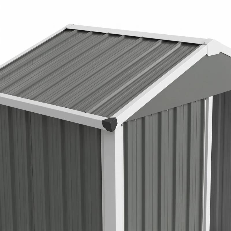 Outsunny Abri de Jardin en Métal 1,2 m², Cabane Jardin Extérieure, Porte Coulissante Verrouillable, 136x87x176cm, Gris Clair