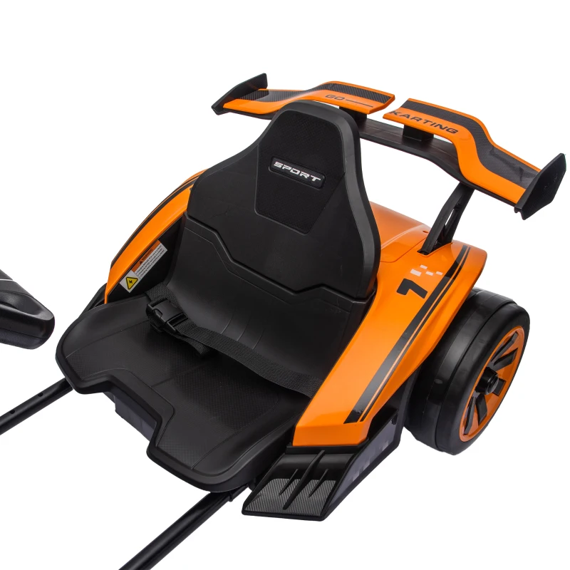 AIYAPLAY 24V Electric Go Kart for Kids 6-12 Years with Drift Mode, Adjustable Seat, 3 Speed, Slow Start, Orange