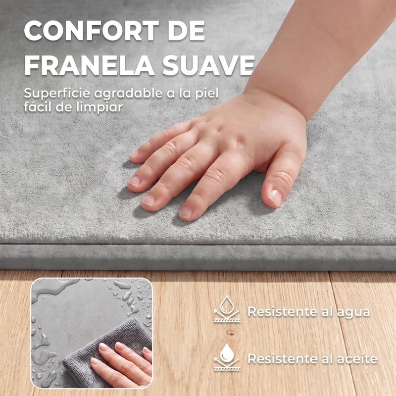 AIYAPLAY Alfombra Infantil, 127x127 cm, Colchoneta de Espuma 3 cm, Franela Suave, Antideslizante, Resistente al Agua, Gris Claro