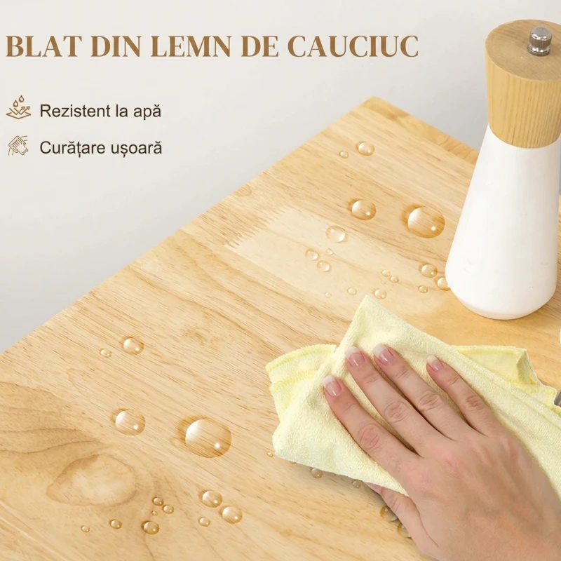 HOMCOM Carucior de bucătărie din lemn cu sertar, suport pentru condimente și dulap, 109x40x89 cm, gri și culoare lemn