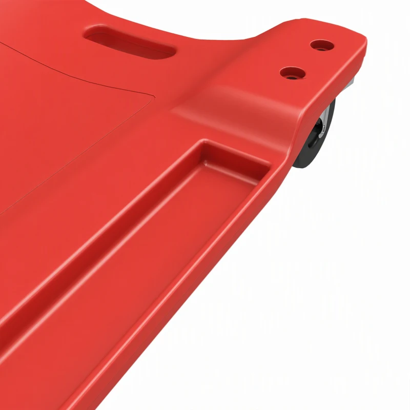 HOMCOM Low Profile Rolling Shop Creeper, Padded Headrest, Dual Tool Trays, 6 Swivel Casters, 150 kg, Red