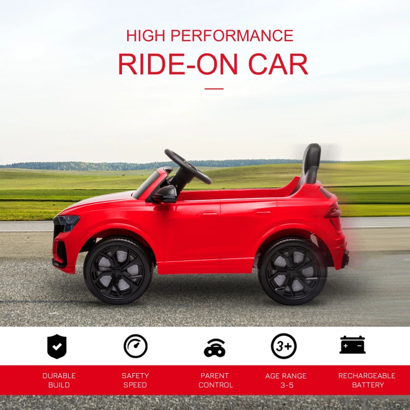 HOMCOM Audi RS Q8 Licensed Kids Electric Car, 6V 7Ah Kids' Electric Ride on with Remote Control, 7Ah Big Battery, Lights, Music USB, for 3-5 Years Old, Red