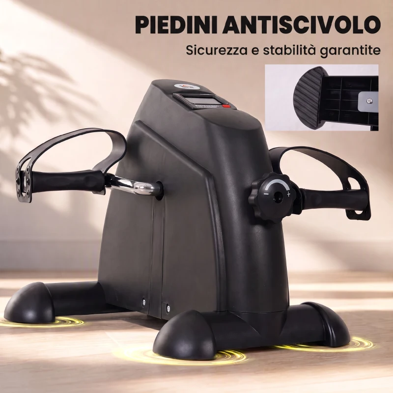 HOMCOM Mini Cyclette Portatile per l'Allenamento di Gambe per Braccia con Display LCD, 35 x 40 x 31 cm, Nero