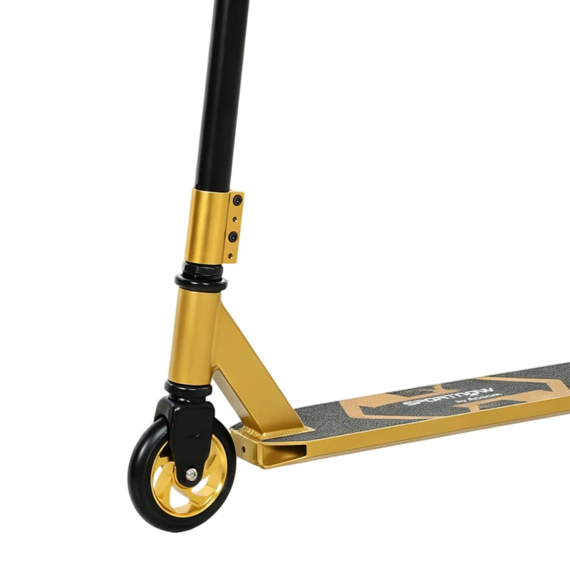 SPORTNOW Stunt Scooter, Pro Scooter for Adult Teens with 360° Handlebar, 110 mm PU Wheels, Aluminium Deck, ABEC-7, Gold Tone