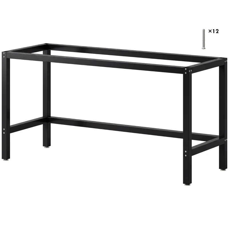 HOMCOM Cadru Picioare pentru Masă din Oțel, Structură Monobloc, Stil Industrial, Capacitate 250 kg, 150x50x81.5 cm, Negru