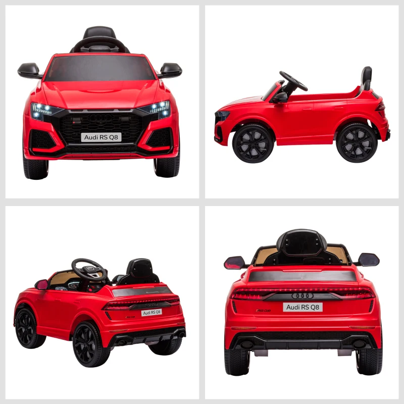 HOMCOM Audi RS Q8 Licensed Kids Electric Car, 6V 7Ah Kids' Electric Ride on with Remote Control, 7Ah Big Battery, Lights, Music USB, for 3-5 Years Old, Red