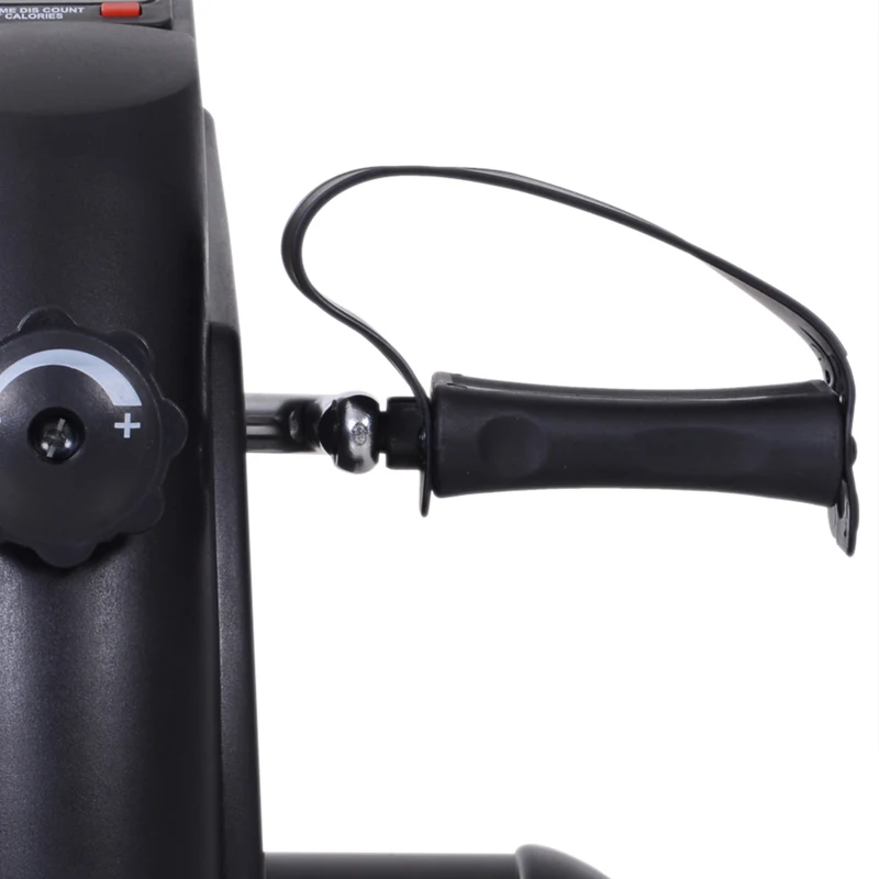 HOMCOM Hometrainer mini-fietstrainer trainingsfiets fietsapparaat met LCD-display metaal zwart 39 x 40 x 31 cm