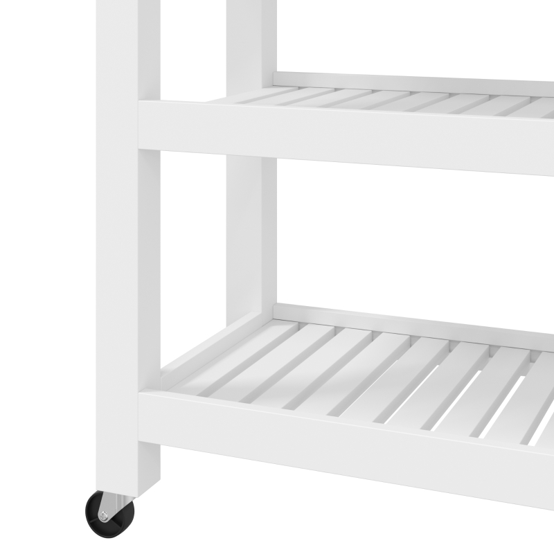 HOMCOM Kitchen Trolley Utility Cart on Wheels with Rubberwood Worktop, Towel Rack, Storage Shelves & Drawer for Dining Room